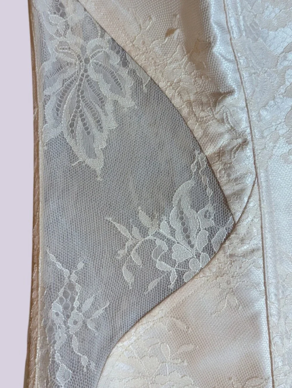 New Ivory Lace Strapless Boned Corset Bustier Satin Ribbons Garters Sexy Sz 1x